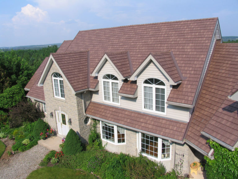 Home with copper red shingles