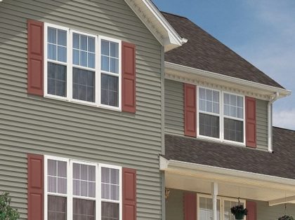 Vinyl siding on a two-story home